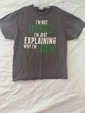 Delta Men's Charcoal Short-Sleeve Tee with Green and White Text